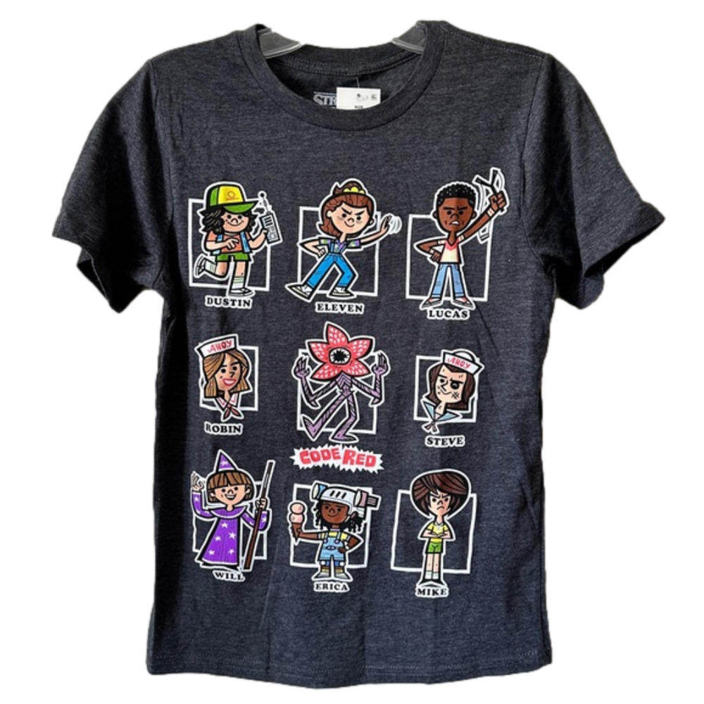 New Girl’s Stranger Things Charcoal Grey Graphic Tee size Medium‎